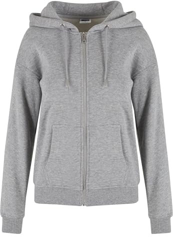 URBAN CLASSICS Felpa Donna con Cappuccio, Felpa Femminile, Maniche Lunghe, Chiusura Zip, Maglione con Cappuccio, Colore Nero e Grigio, Taglie: XS - 5XL