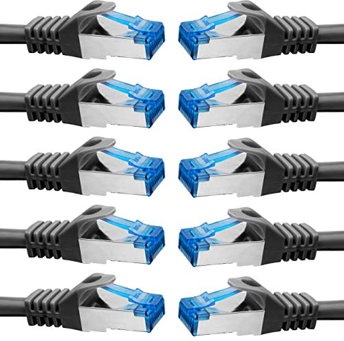 BIGtec Cable Ethernet CAT 7 10 piezas - 3m Cable de Red Ethernet negro cable de conexión Cable LAN RJ45 CAT7 Cable patch