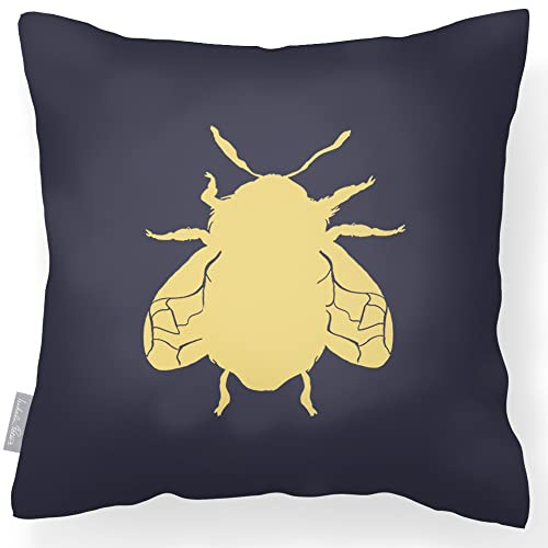 Izabela Peters Waterproof Outdoor Cushion - 43 cm, Filled Garden Seat and Chair Cushions With Bee-Graphite Design for Furniture