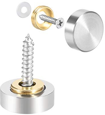 sourcing map Mirror Screws Decorative Caps Cover Nails Brushed Stainless Steel 16mm 8pcs