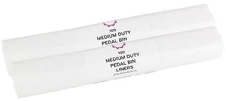 15L Swing Bin/Pedal Bin Liners/Bin Bags - White - 2 Rolls of 100 bags (200 bags total)