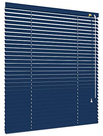 Alu Jalousie viele Größen und Farben Aluminium Lamellen Rollo Faltrollo Jalousette Wandmontage Deckenmontage Tür Fenster Sonnenschutz Sichtschutz Blendschutz Hitzeschutz (120 x 160 cm, Orientblau)
