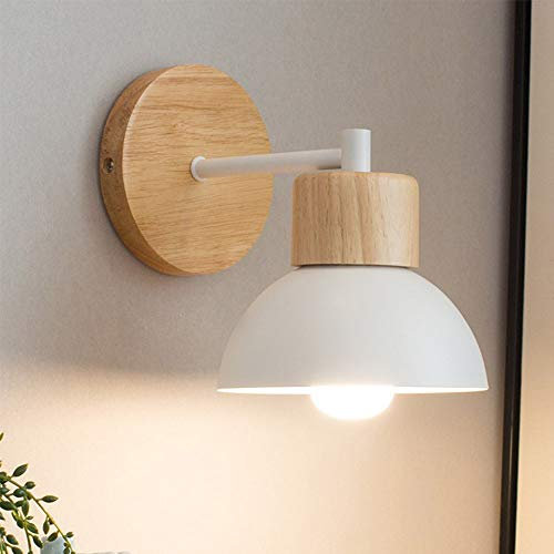 Mengjay Nordisch Modern Wandleuchte Wandlampe Metall Lampenschirm Spiegellampe Nachttischlampe für Wohnzimmer Schlafzimmer Badezimmer Bad Flur Gang Loft Balkon Bar Wandbeleuchtung, Weiß