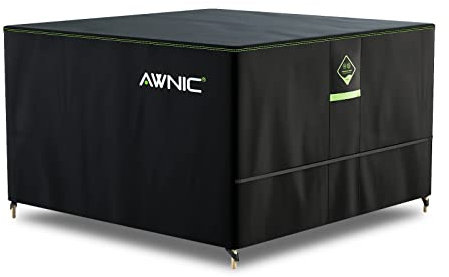 AWNIC Garden Furniture Cover Waterproof with Hooks Heavy Duty 420D Oxford, Windproof Anti-UV Outdoor Patio Table Covers with Air Vent, Square Black (160*160*71cm)
