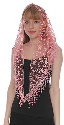 LMVERNA Voile de voile en tulle pour église - Pour mariage, demoiselles d'honneur, rose, Medium