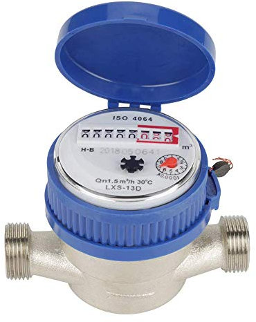 Wasserzähler 15mm 1/2 Zoll Kaltwasserzähler mit Armaturen für den Garten und Heimgebrauch Garten Kaltwasserzähler Zapfhahnzähler Wasseruhr komplett Set geeicht