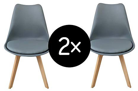 Krok Wood Oliver, Esszimmerstuhl Wohnzimmerstuhl Bürostuhl, klassisches Design, Beine aus Massivholz Buche (Dunkel grau, 2)