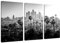Pixxprint Palmen vor Skyline von Los Angeles, Monochrome, Leinwandbild 3 Teilig, Gesamtmaß: 120x80cm, Wandbild, Dekoration, fertig gespannt, Kein Poster
