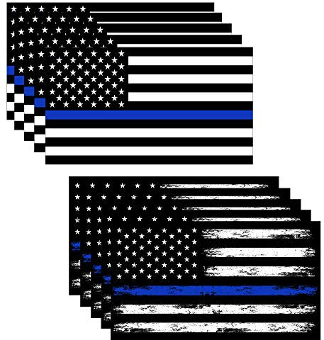 Gritkulture Paquete de pegatinas con línea azul fina para coches y camiones, paquete de 20 pegatinas de 13 x 6,9 cm para honrar a la policía y a la policía, cinta de vinilo para parachoques de