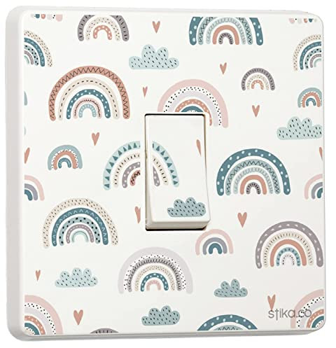 stika.co Transform Your Switches with Vibrant Rainbow Kids Fun Print Light Switch Stickers - Pack of 2 Vinyl Decals for Single or Double Covers
