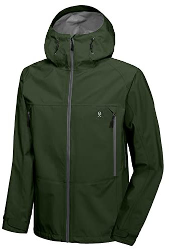 Little Donkey Andy Herren Wasserdichte Regenjacke leichte Atmungsaktive Outdoor Regenmantel Winddicht Softshelljacke zum Wandern, Fahrraden, Reisen Dunkelgrün M