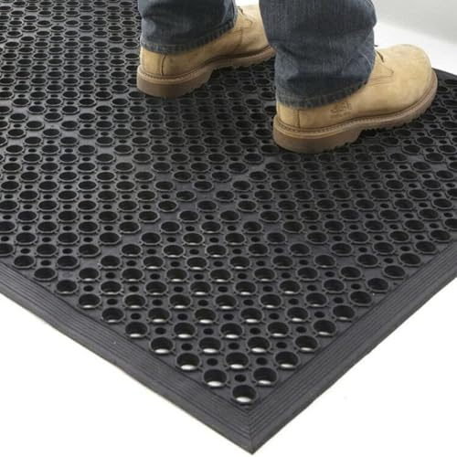 Rubber Door Entrance Mat - 150cm x 90cm - Heavy Duty Floor Matting - Drainage Holes - Wheelchair Friendly/Pushchair Friendly