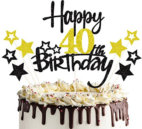 palasasa 40 Geburtstag Tortendeko Happy 40 Birthday Cake Topper 40. Tortendeko 40th Kuchen Topper Glitzer Kuchendeko 40 Jahre Cupcake Toppers für 40 Geburtstag Party Dekoration