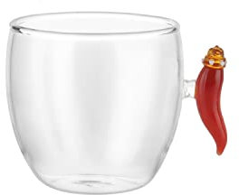 KASANOVA Tazzina in vetro borosilicato 120 ml cornetto rosso Tavola,Tè e caffè