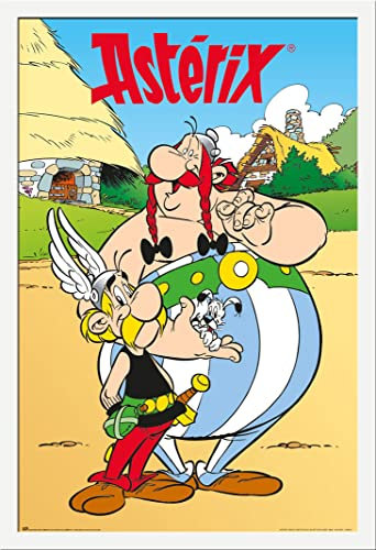 empireposter Asterix und Obelix - Gallisches Dorf - Poster Druck 61x91,5 cm + Wechselrahmen, Shinsuke® Maxi MDF Weiss, Acryl-Scheibe