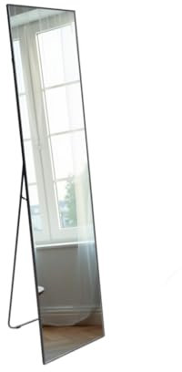 SensaHome Miroir sur Pied - Design Minimaliste - Miroir Mural - Debout avec Bord Noir - Moderne - 39cm x 156cm