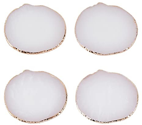 CHGCRAFT 4 Stück Harz Imitation Achat Untersetzer Harz Achat Scheiben Glas Tassen Halter Couch Tisch Bar Untersetzer für Getränke Gläser Dekor, 80x91x6mm