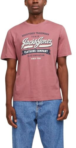 JACK & JONES JJELOGO TEE SS O-NECK 2 COL SS24 SN, T-Shirt Uomo, Rosa (Mesa Rose), XS