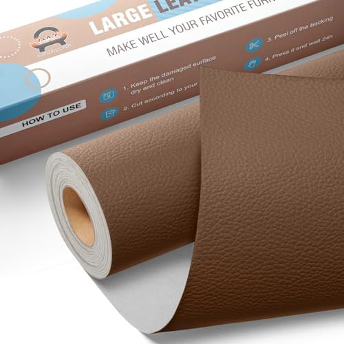Leder Reparatur Set Karamellbraun,OAZ Kunstleder Selbstklebend 40 x 160 cm,Kunstleder Reparaturset Leder Reparatur Patch Selbstklebende Lederflicken für Autositze Möbel Sofa Taschen