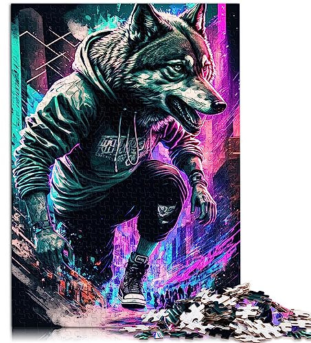 SIBREA Puzzles 1000 Teile für Erwachsene und Kinder - Street Wolf - Karton - Jigsaw - Street Art - 1000 Teile - 1 Set - 26 x 38 cm - Ab 12 Jahren