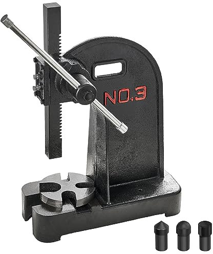 VEVOR Dornpresse, 3 t Handhebelpresse, Manuelle Dornpresse Präzisions Handpresse, 310 mm Maximale Höhe, Manuelle Desktop-Stanzpresse aus Gusseisen, zum Stanzen, Biegen, Strecken, Formen