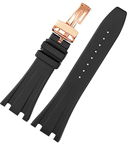 KKFAUS Schwarz Silikon gummi Armband Für Audemars für Piguet Strap 28mm Uhr AP Band männer Armband schmetterling schnalle werkzeuge, 28mm, Achat