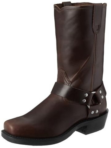 ENWIND Männer Nieten Ritter Stiefel Quadrat Kopf Knöchel Hohe Motorrad Stiefel Cowboy Lange Stiefel Leder Arbeitsstiefel,Braun,39 EU