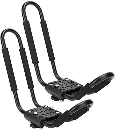 Ausla Kayak Roof Rack J Bars 1 Pair Rack Kayak Carrier Car Canoe Holder Top Mount on Car SUV Truck Crossbar Black