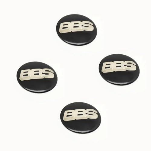 OscitY 4 Stück Auto Radnabenkappen Aufkleber, Für BBS(60MM) Felgen Center Nabendeckel Radmittelkappen wasserdicht Anti-Rost Dekoration Zubehör,A/Black White