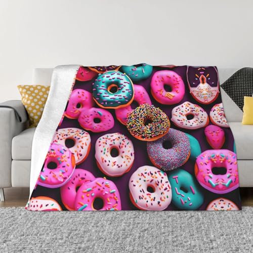 Donut Ultraweiche Micro-Fleece-Decke, warm, leicht, perfekt für Couch, Wohnzimmer und Reisen