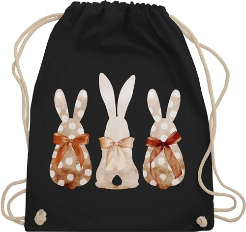 Turnbeutel Rucksack - Hase - Taschen - Süße Hasen Trio Häschen Hasenbande Fröhliche Hasengruppe Hasenfamilie Ostern Osterhasen Osterfeier - Unisize - Schwarz - kita osterhase hasenmotiv drei