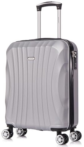 RAYKONG Valise Cabine ABS 55x40x20cm (44L) - Petites valises de Voyage légères 20 Pouces - (RK03|Argent)