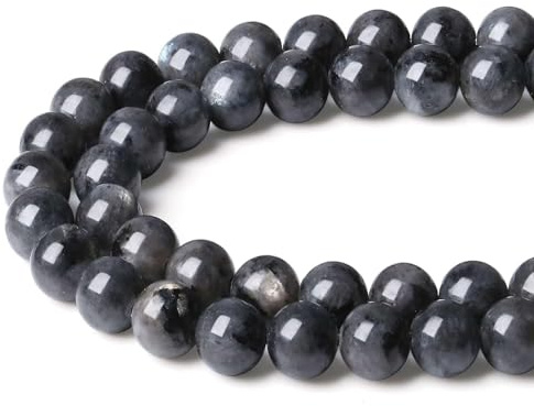 XIANNVXI 8mm Round Loose Grey Labradorite Beads for Bracelet Making Moonstone Grey Beads for Crafting 47 Pcs