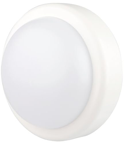 GAO Aussenwandleuchte LED-Außenleuchte Aussen-Lampe 14W Deckenleuchte rund Deckenlampe Kellerlampe IP44, Durchmesser: 20cm bis 25.000h, Kunststoff weiss