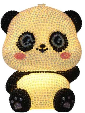 Diamond Painting Nachtlicht Tischdeko, Diamant Malerei Nachttischlampe Tischlampe LED Deko, DIY 5D Diamant Painting Lampe für Kinder Geburtstag Geschenke (Panda)