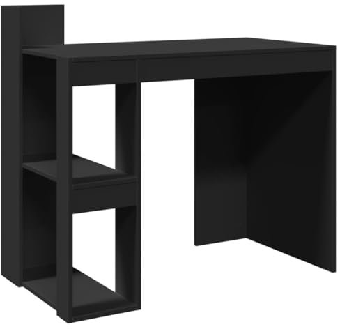 vidaXL Schreibtisch, Computertisch mit Stauraum, Bürotisch für Arbeitszimmer, Arbeitstisch Laptoptisch PC Tisch, Schwarz Holzwerkstoff