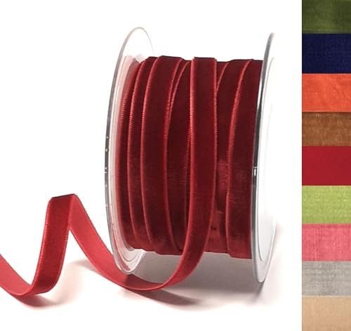s.dekoda Dekoband Samt 20m x 10mm Kardinalrot Rot Samtband Samtborte Schleifenband [DS 2296-360]
