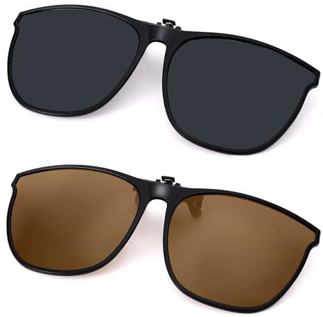 COASION 2 Stück Polarisierte Clip auf Sonnenbrille für Brillenträger,Sonnenbrillen Aufsatz Brille,Clip-on Nachtfahrbrillen für Damen Herren