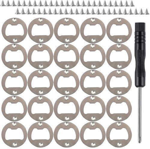 BRIOTA 25 Stück Bieröffner, Runder Flaschenöffner Einsätze aus Edelstahl und Metall mit Schrauben für Harz Gießformen (Bronze)