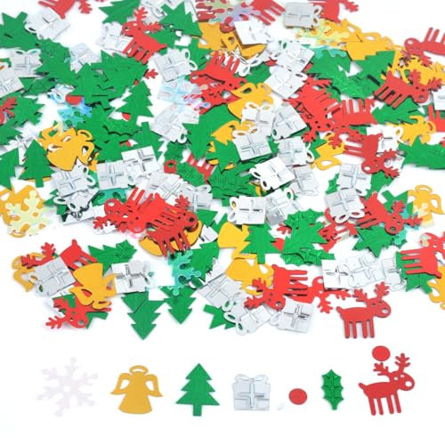 AYNKH 1ounce Noël confetti paillettes paillettes Wapiti flocon de neige boîte - cadeau, feuille mixte flocons de neige paillettes de houx, arbre de Noël cloches décoration