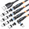VAFOTON 9Pin Magnetic Charging Cable (4Pack-2m/2m/1m/1m), 360°/180° Rotating Phone Charger Cord, 3A Fast Charging Cable, USB Data Transfer for Type C/Micro USB/iPhone