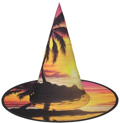 ESASAM Halloween-Hut mit tropischer Palme, lustige Urlaubskopfbedeckung für gruselige Jahreszeiten