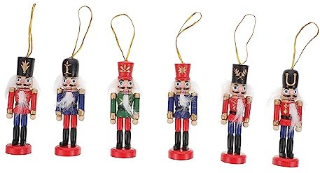 OFFSCH 18 Piezas Cascanueces De Navidad Juguete Leñoso Árbol De Navidad Colgando Cascanueces Colgante De Festival Decoración De Marionetas De Cascanueces Número Mini Juguetes Rojo Resina