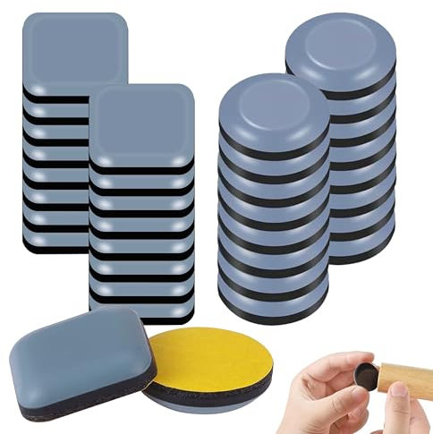 Teflongleiter Selbstklebend, 32 Stück Selbstklebende Möbelschieber, Möbelgleiter Profi Möbelgleiter PTFE Gleiter Stuhlgleiter für Schwerer Möbel Teppich(Quadrat Und Runde)