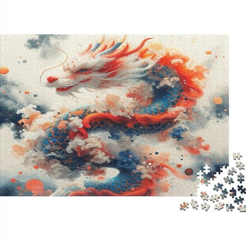 Drache 1000 Stück Puzzles Für Erwachsene Teenager Stress Abbauen Familien-Puzzlespiel Mit Poster in 1000-teiliges Puzzle Kinder Lernspiel Spielzeug Geschenk Puzzel 1000pcs (75x50cm)
