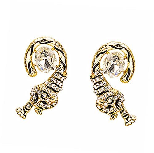 VALICLUD 1 Paar Diamant-tiger-ohrringe Tiger Ohrringe Ohrmanschetten Für Frauen Strass-ohrringe Sternzeichen Tier Ohrringe Tiger-ohrschmuck Glückliche Ohrringe Bling Legierung Strass