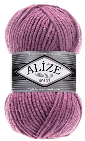 Strickgarn Strickwolle Superlana Maxi 100g 25% Wolle Wintergarn Winterwolle, 50 Farben, Farbe:28 hortensie