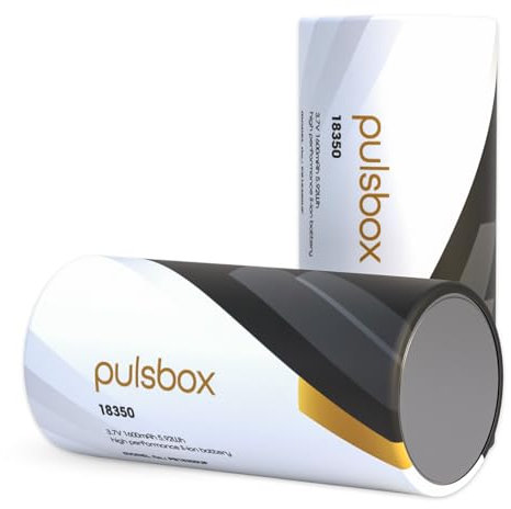 pulsbox Batteria agli ioni di litio 18350, 3,7 V, Flat Top/Button Top, 1600 mAh, 8 A (2 batterie) (polo positivo piatto)