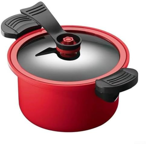 Gdfnmogo Autocuiseur résistant en acier inoxydable, pour cuisinières à gaz et à induction, utilisation domestique de cuisine, micro-autocuiseurs avec couvercle de casserole (rouge)