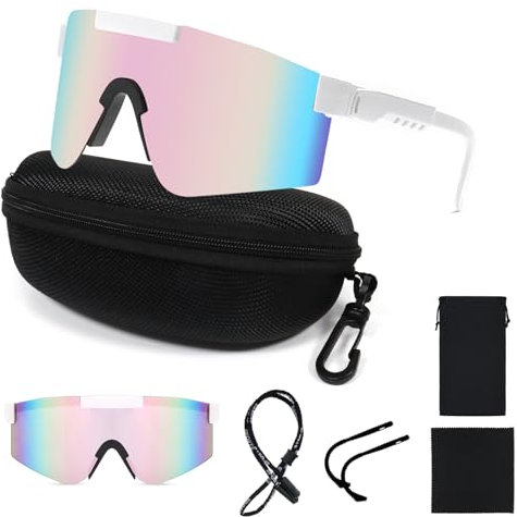 Homelyxe Schnelle Brille Herren Damen Fahrradbrille Sport Sonnenbrille UV400 Schutz Sportbrille Winddicht Rennrad Brille Verstellbare Fahrrad Brille für Rave Laufen Fahrradsport Bergsteigen Rosa